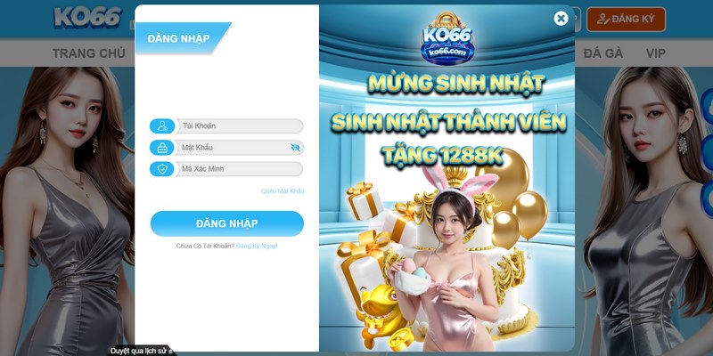 Đăng nhập tài khoản tận hưởng các dịch vụ KO66 cung cấp