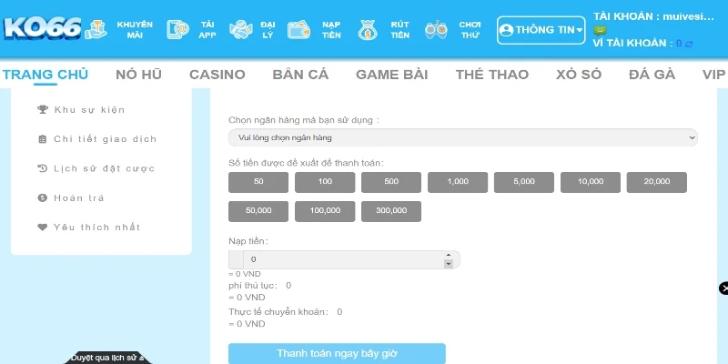 Tiền thắng cược tích lũy được tại KO66 có thể dễ dàng rút về túi